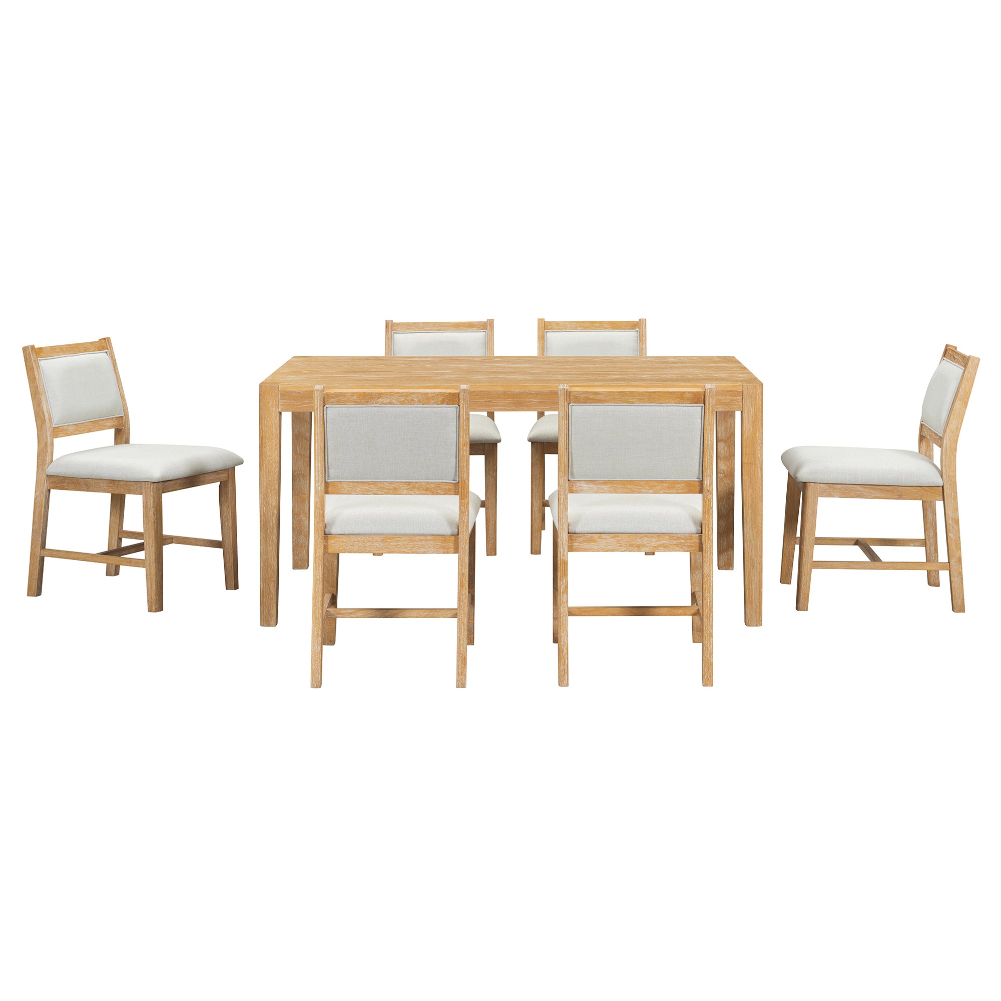 Vintage 7-Piece Dining Set for 6 – Rustic Farmhouse Style Table & Chairs - HECATEVIC Home Design