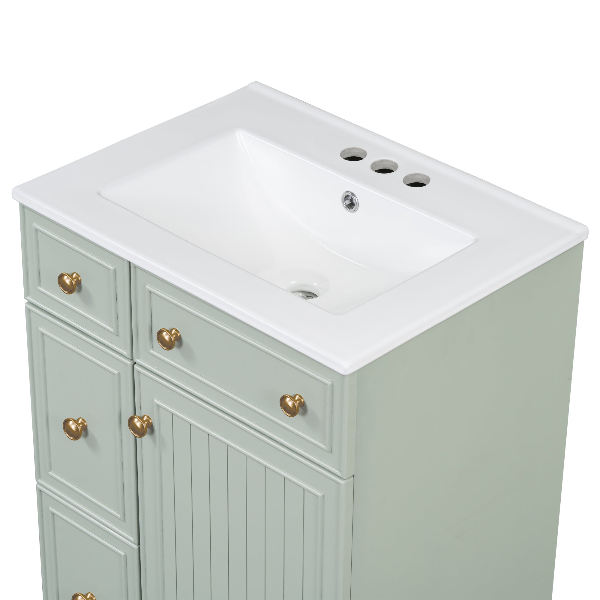 24-Inch Transitional Bathroom Vanity with Ceramic Sink – Space-Saving & Stylish - HECATEVIC Home Design