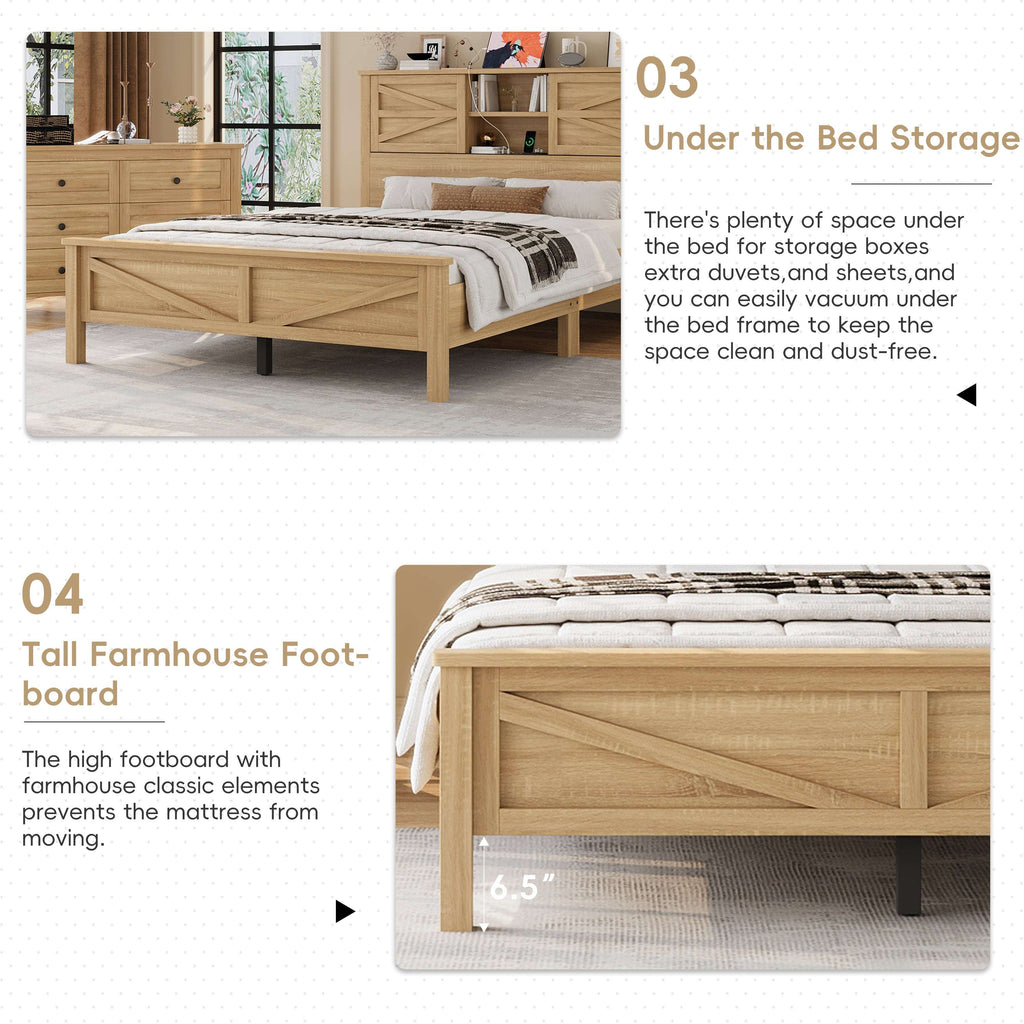 The Atlas Wooden Bedroom Set - Platform Bed, Nightstand & Dresser