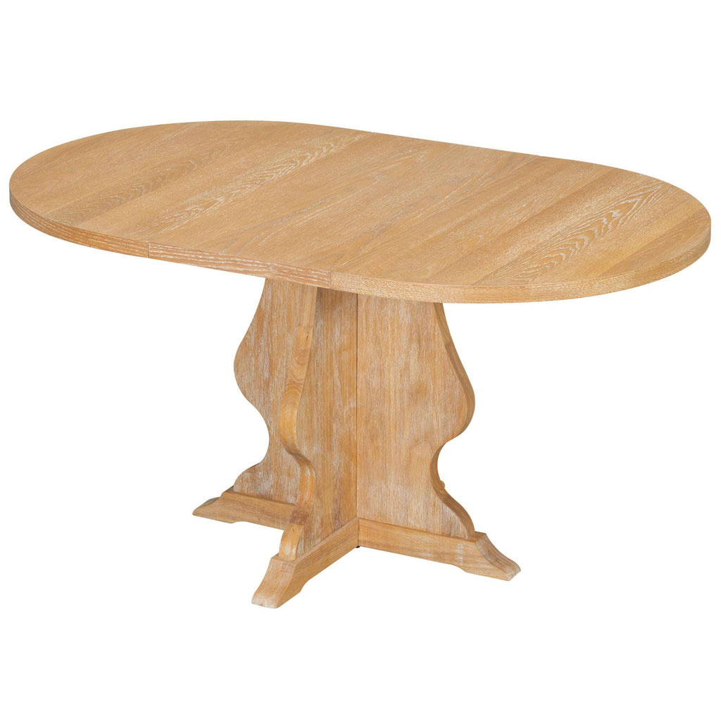 Rustic Farmhouse Dining Set | Extendable Table with 4 Upholstered Chairs | Solid Wood & Distressed Finish