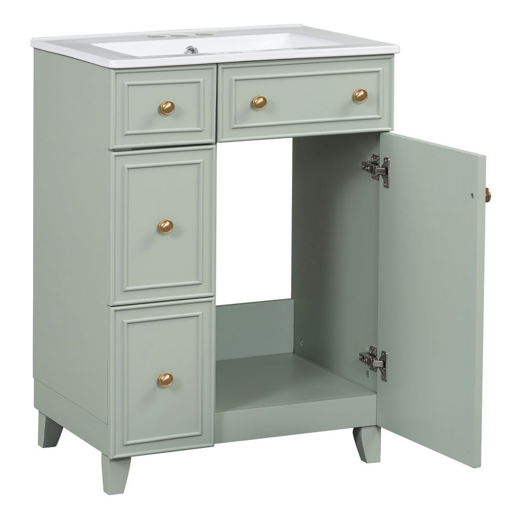 24-Inch Transitional Bathroom Vanity with Ceramic Sink – Space-Saving & Stylish - HECATEVIC Home Design