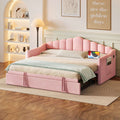 Twin Daybed with Pop Up Trundle, Upholstered Modern Velvet Sofa Bed
