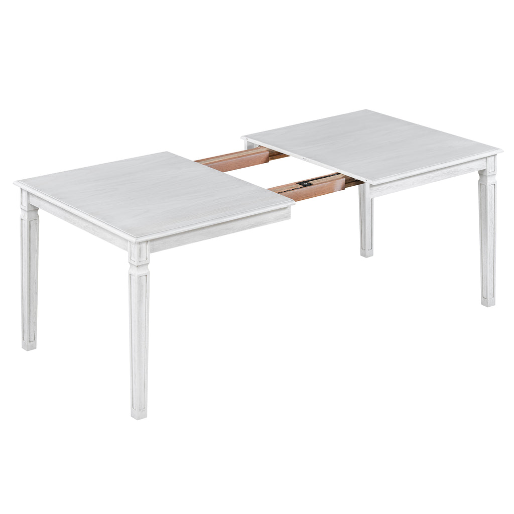 6-Piece Expandable Rustic Dining Set with Bench - Handcrafted Distressed Finish - HECATEVIC Home Design