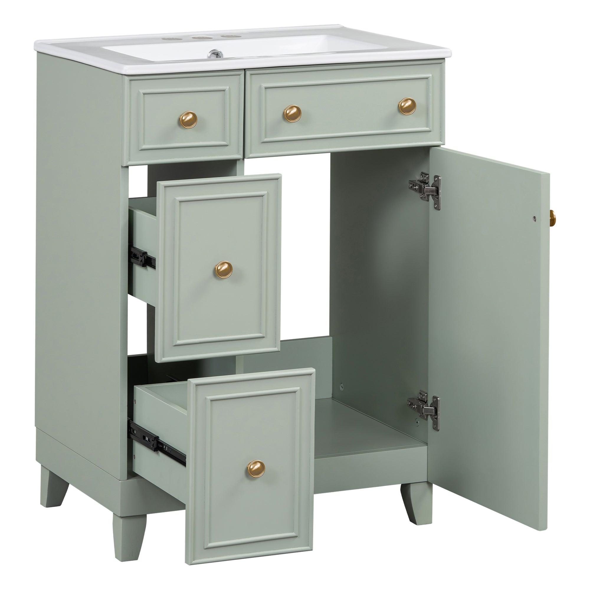 24-Inch Transitional Bathroom Vanity with Ceramic Sink – Space-Saving & Stylish - HECATEVIC Home Design
