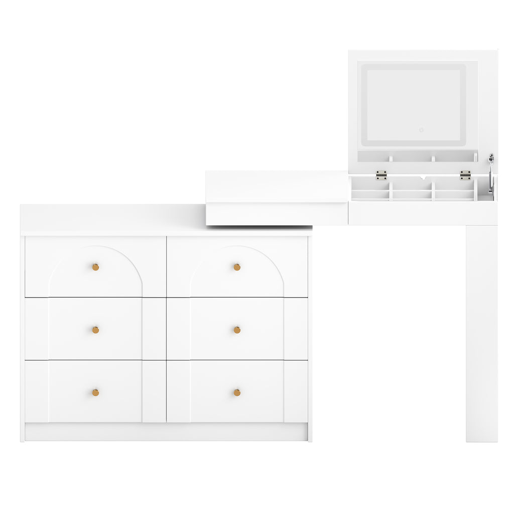 HECATEVIC All-in-One Flip Vanity Desk with LED Lights | Makeup Table & Workstation - HECATEVIC Home Design